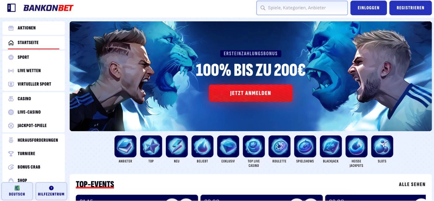 Bankonbet Casino: Live Casino + mehr als 6.000 Slots – Online Casino Österreich